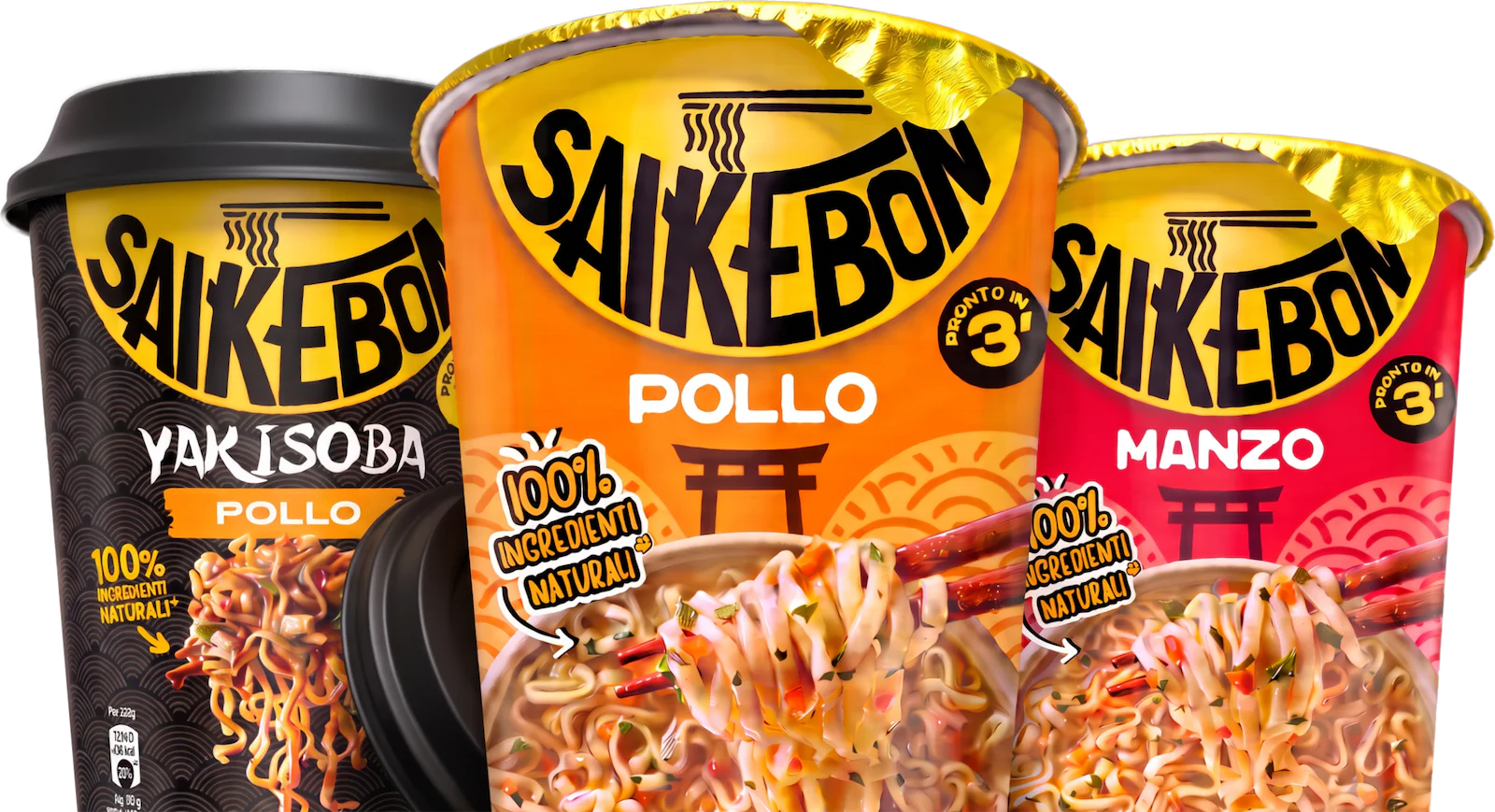 Cups Saikebon Yakisoba Pollo, Pollo e Manzo